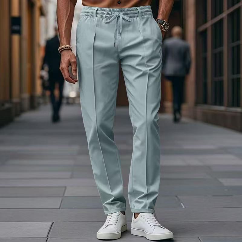 Herren elegante Freizeit-Hose mit elastischem Bund und seitlichen Eingrifftaschen Stilzeits