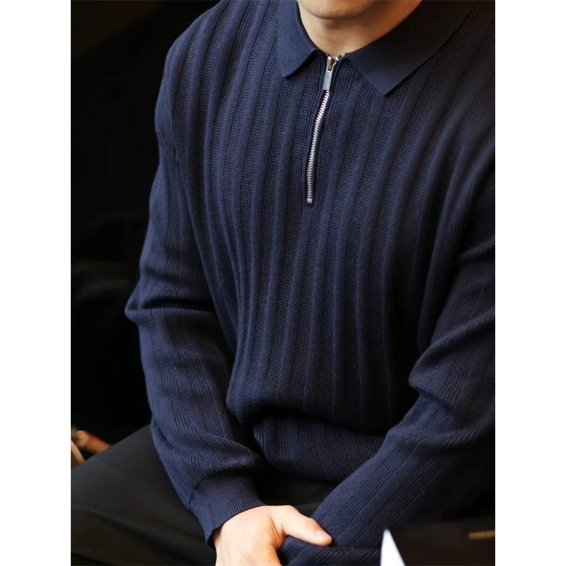 Herren Strickpullover mit Kragen und praktischem Reißverschluss Stilzeits