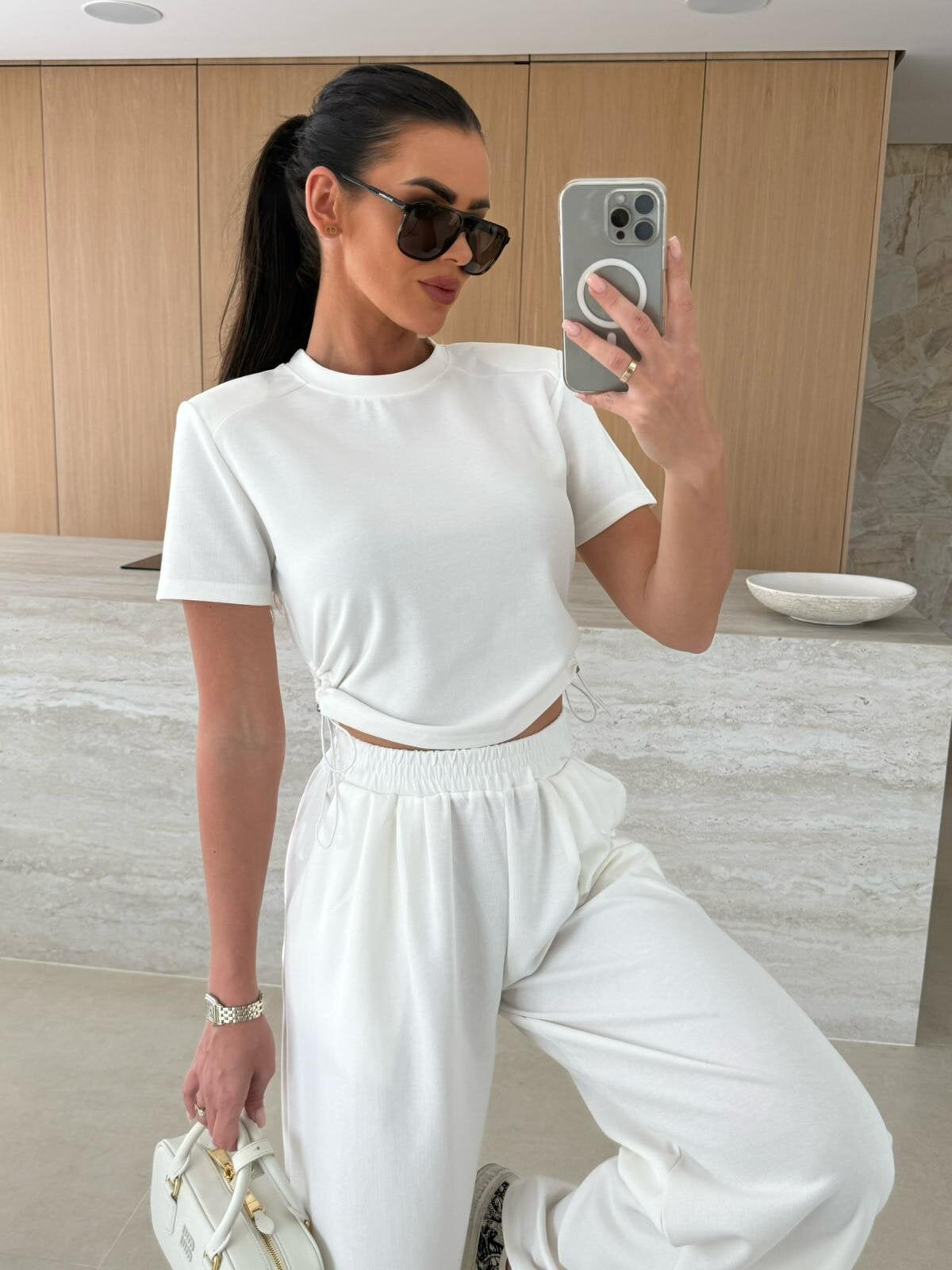 Damen lässiges Set aus Crop-Top und Jogginghose Stilzeits