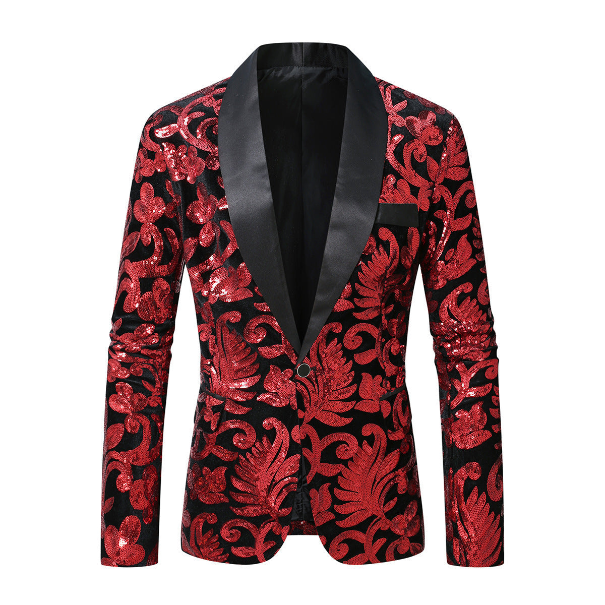 Herren glitzernder Anzugblazer mit floralen Paillettenmustern Stilzeits