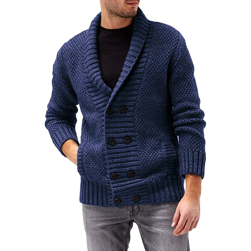 Herren Strickjacke mit doppelter Knopfleiste und strukturiertem Design Stilzeits