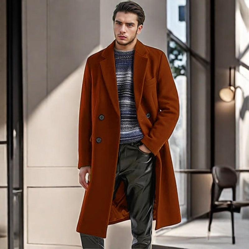 Herren klassischer Wollmantel mit doppelter Knopfleiste Stilzeits
