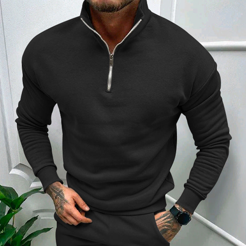 Herren eleganter Pullover mit Kragen und praktischem Reißverschluss Stilzeits