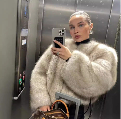 Damen kurzärmlige Pelzjacke Stilzeits