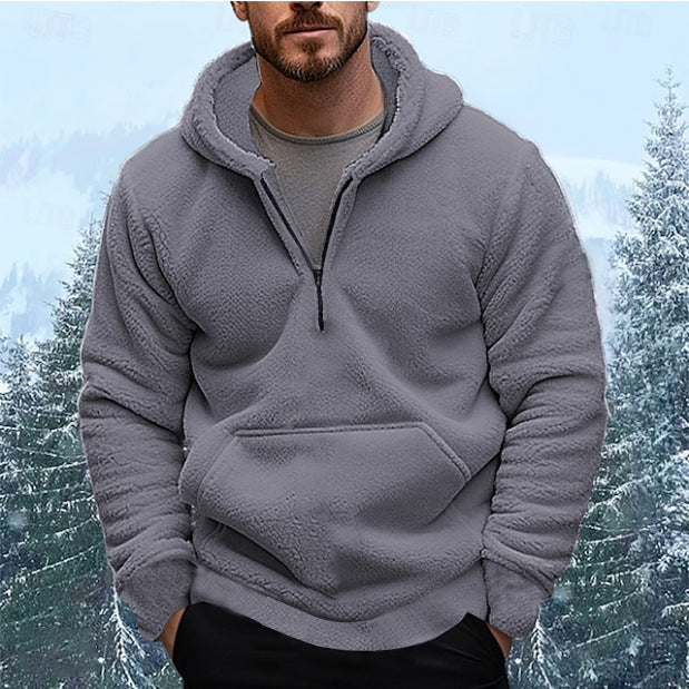 Herren Kuscheliger Fleece-Hoodie mit halblangem Reißverschluss Stilzeits