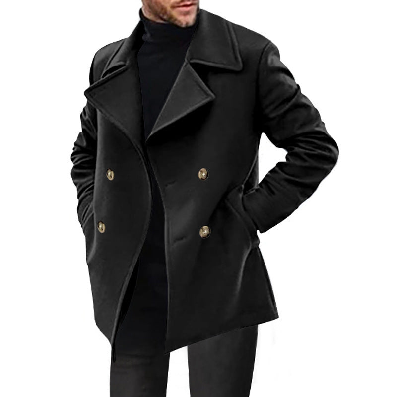 Herren klassischer Peacoat mit modischem Revers und eleganten Knopfdetails Stilzeits