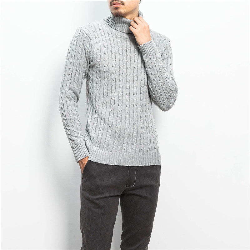 Herren komfortabler Rollkragenpullover mit Zopfmuster Stilzeits