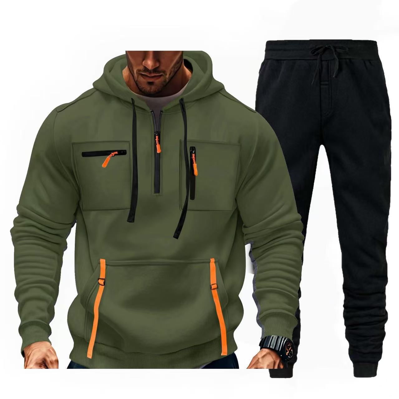 Herren multifunktionaler Kapuzenpullover und Jogginghose Kombination Stilzeits
