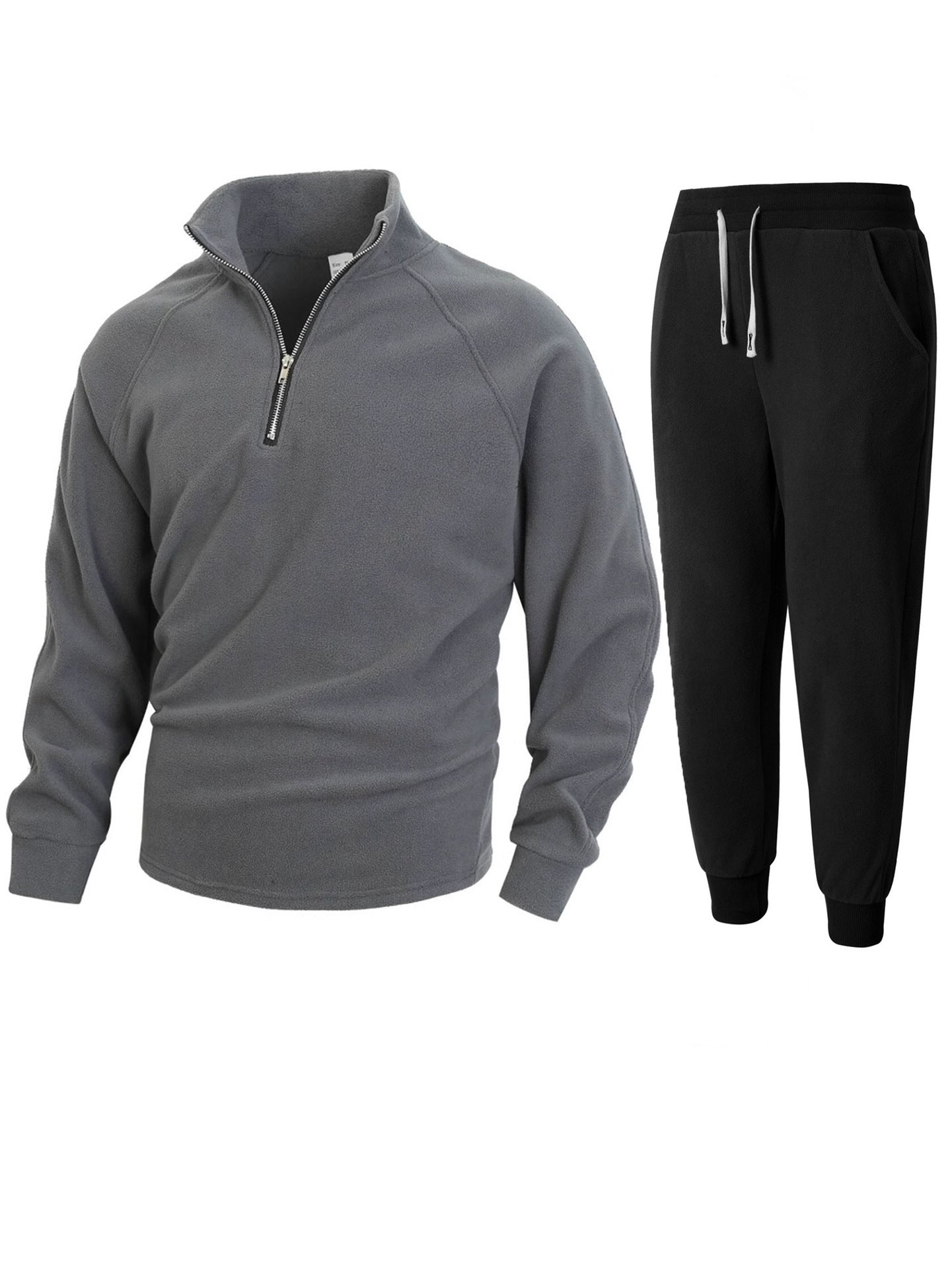 Herren Fleece-Oberteil mit modernem Stehkragen und sportlicher Jogginghose Stilzeits