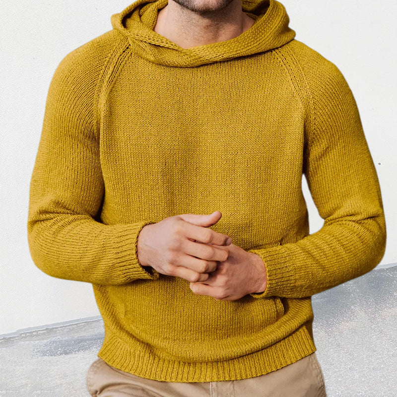 Herren Strickpullover mit Kapuze und feiner Maschenstruktur Stilzeits