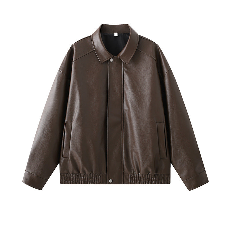 Herren elegante Kunstlederjacke mit elastischem Bund Stilzeits