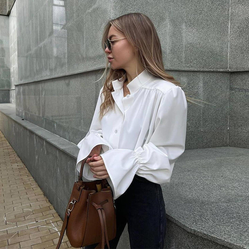 Damen Elegante Bluse mit voluminösen Ärmeln Stilzeits