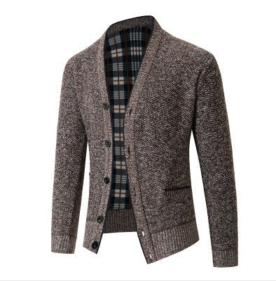 Herren eleganter Strickcardigan mit Karomuster Stilzeits