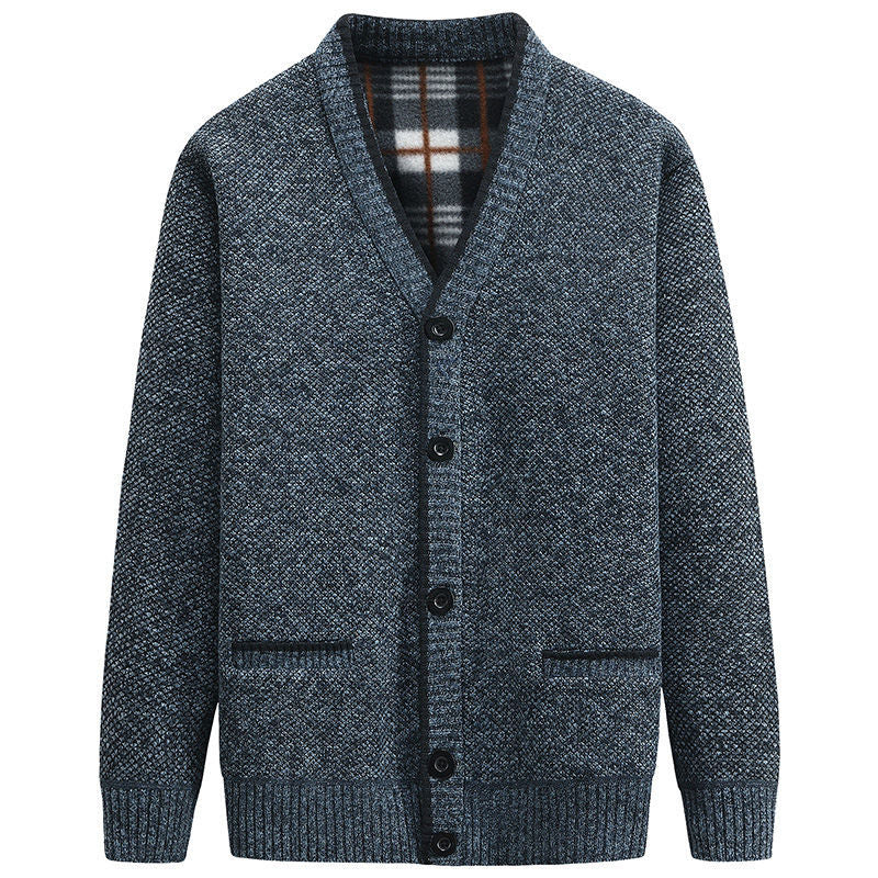 Herren stilvolle Strickjacke mit V-Ausschnitt und liebevollen Details Stilzeits