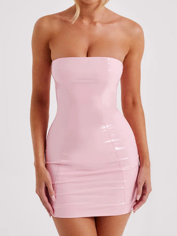 Damen Elegantes und figurbetontes Minikleid aus Glanzmaterial Stilzeits