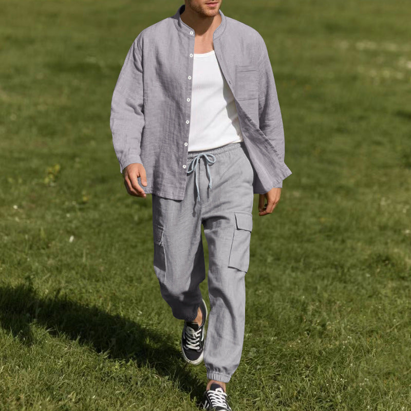 Herren lässiges Leinen-Set mit praktischen Taschen und atmungsaktiver Stoffqualität Stilzeits