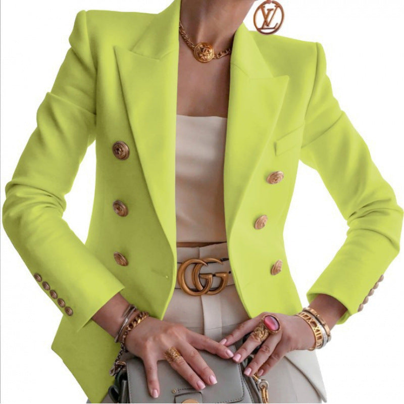 Damen Edler Blazer mit Goldknopf-Detail und klassischem Schnitt Stilzeits