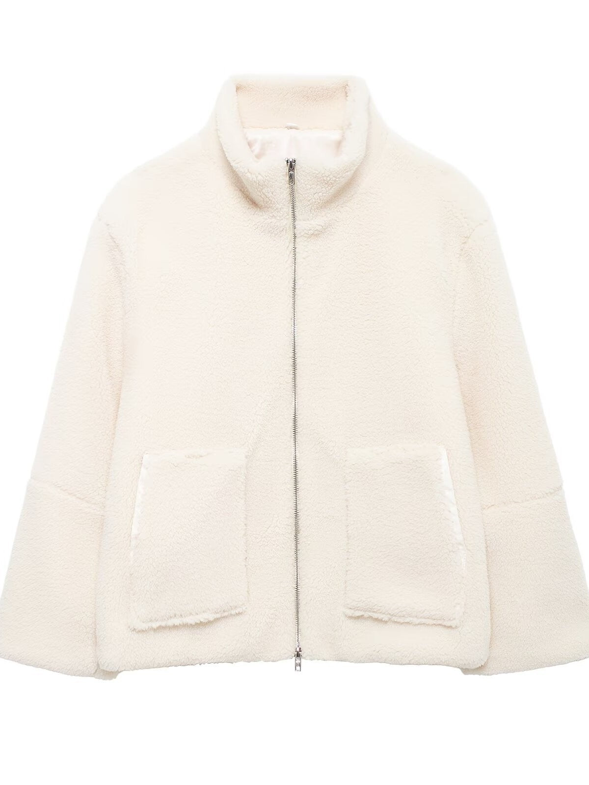 Damen kuschelige Fleecejacke mit hohen Kragen und praktischen Taschen Stilzeits