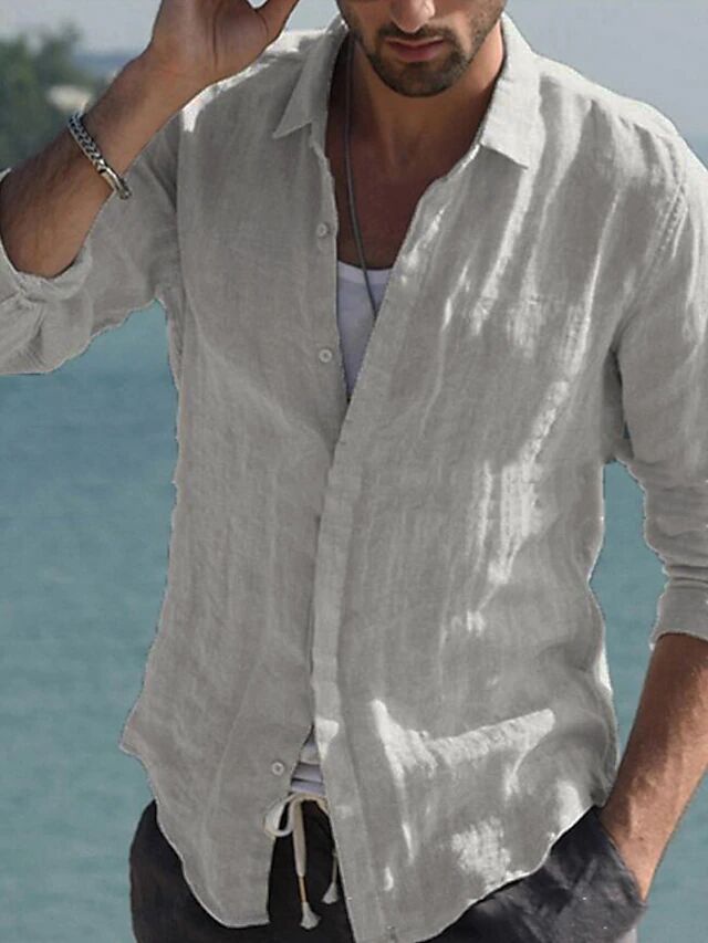 Herren lässige Leinenhemd Stilzeits
