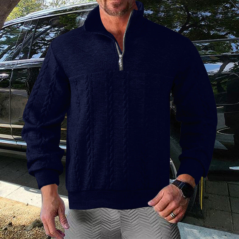 Herren Zip-Pullover mit strukturiertem Design Stilzeits
