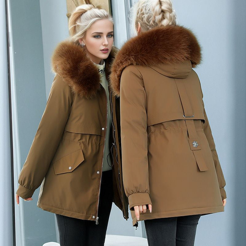 Damen isolierter Winterparka mit luxuriösem Kunstfellkragen und wärmendem Innenfutter Stilzeits