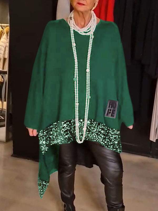 Damen Elegantes und fließendes asymmetrisches Strickoberteil Stilzeits