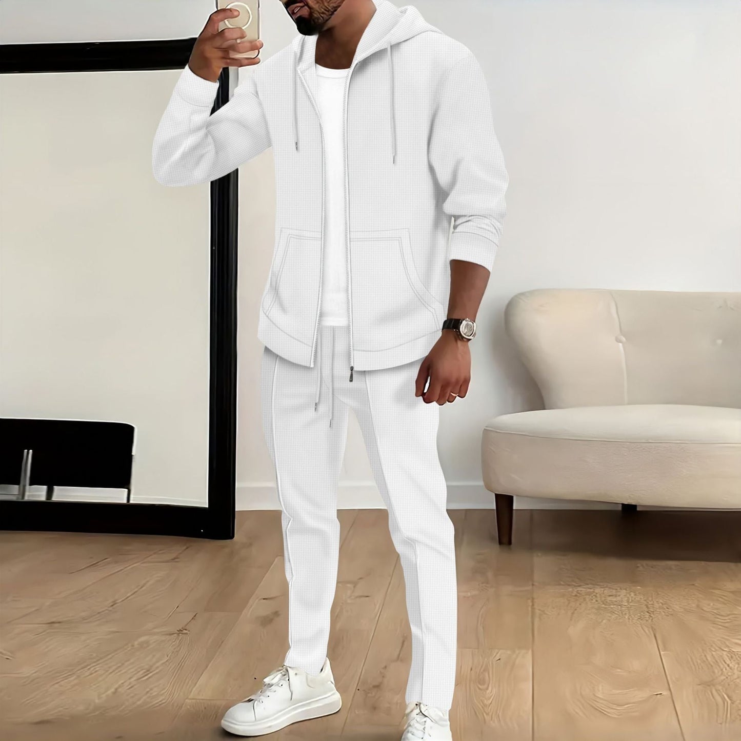 Herren sportliches Ensemble mit Reißverschluss und Kapuze Stilzeits