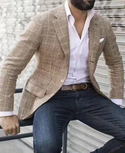 Herren eleganter Leinenblazer mit schmalem Schnitt Stilzeits