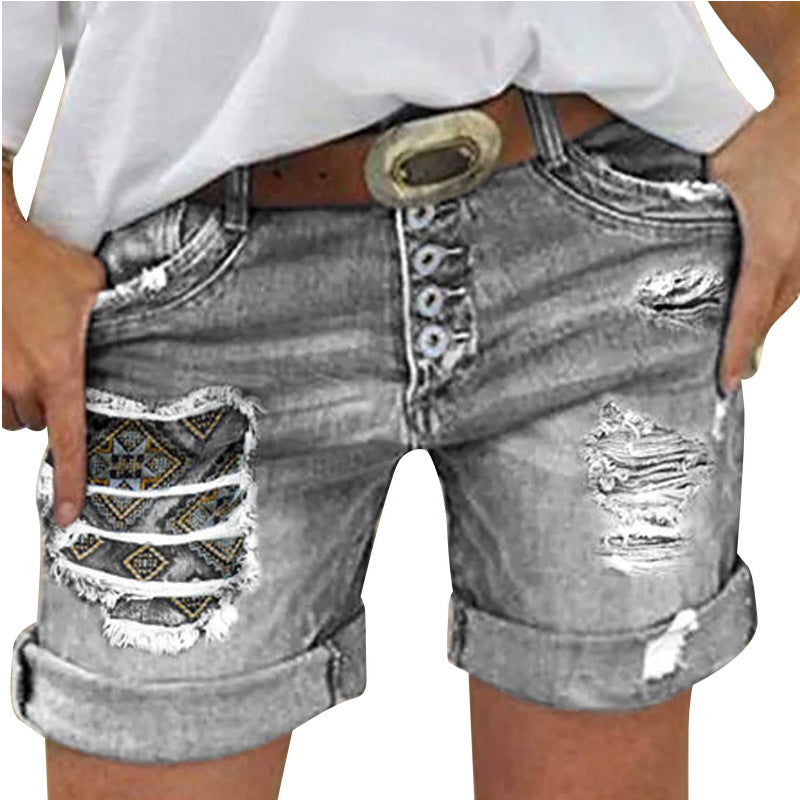 Damen Jeans-Shorts mit lässigem Fransen-Design und modischen Applikationen Stilzeits