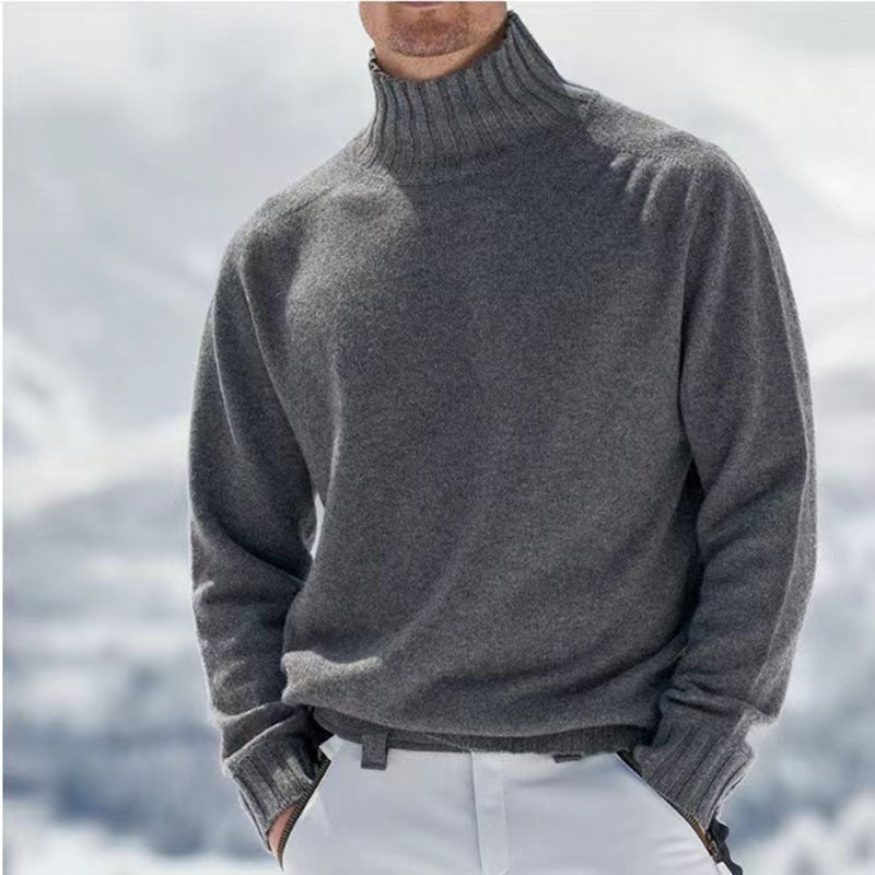 Herren Rollkragenpullover aus hochwertiger Wolle mit strukturierten Details Stilzeits