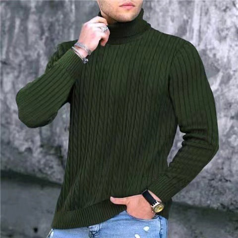 Herren Strickpullover mit modernem Rippmuster und hohem Kragen Stilzeits