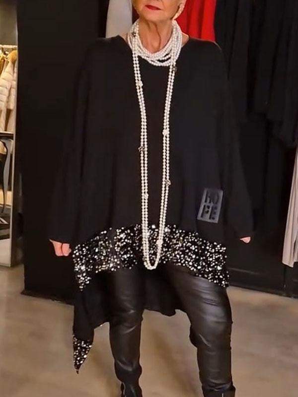 Damen Elegantes und fließendes asymmetrisches Strickoberteil Stilzeits