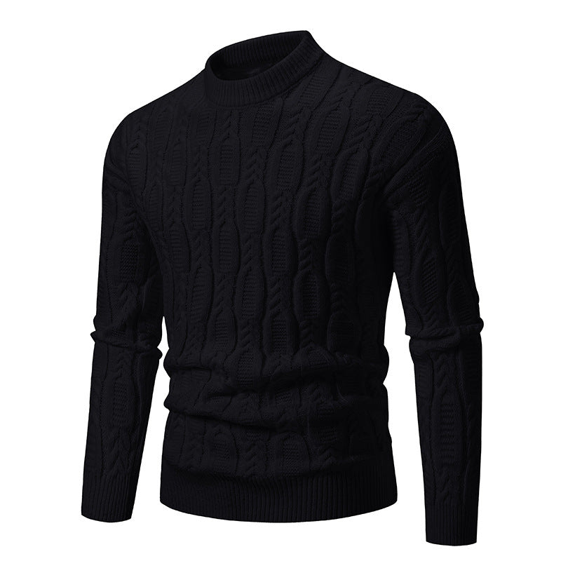 Herren Grobstrickpullover mit modernem Zopfmuster und Rundhalsausschnitt Stilzeits