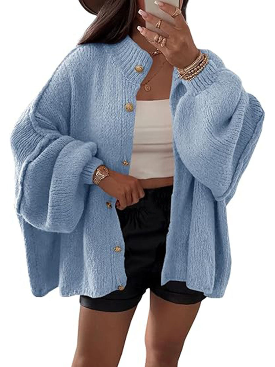 Damen Flauschige Strickjacke mit überschnittenen Schultern Stilzeits