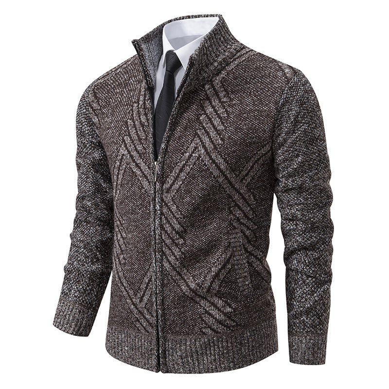Herren Strickjacke mit modernen geometrischen Mustern Stilzeits