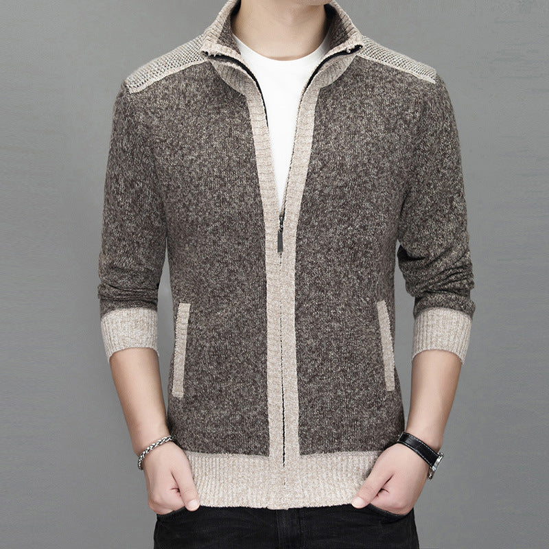 Herren Strickjacke mit modischem Zipper und hochgeschlossenem Kragen Stilzeits