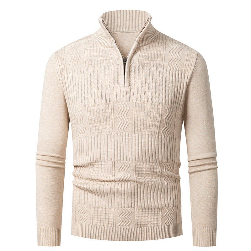 Herren Strickpullover mit modernem Reißverschluss und strukturierter Oberfläche Stilzeits