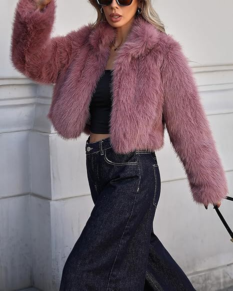 Damen Kurze Kunstpelzjacke mit weichem Fell und eleganter Silhouette Stilzeits