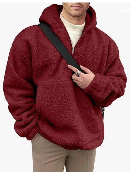Herren kuscheliger Fleece-Pullover mit halbem Reißverschluss Stilzeits