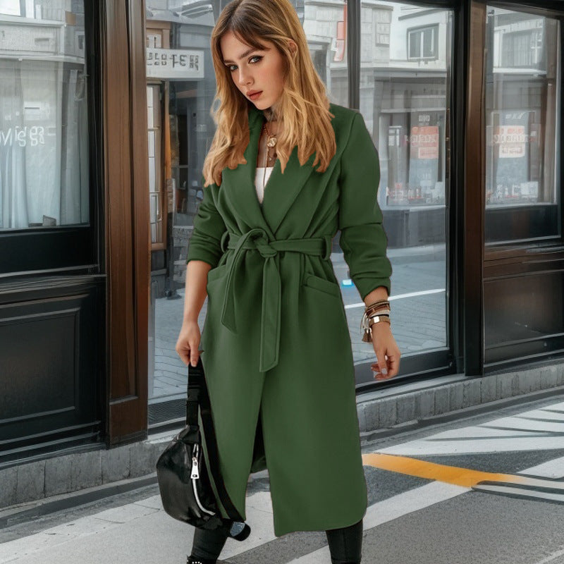 Damen eleganter Trenchcoat mit Gürtel und praktischen Taschen Stilzeits
