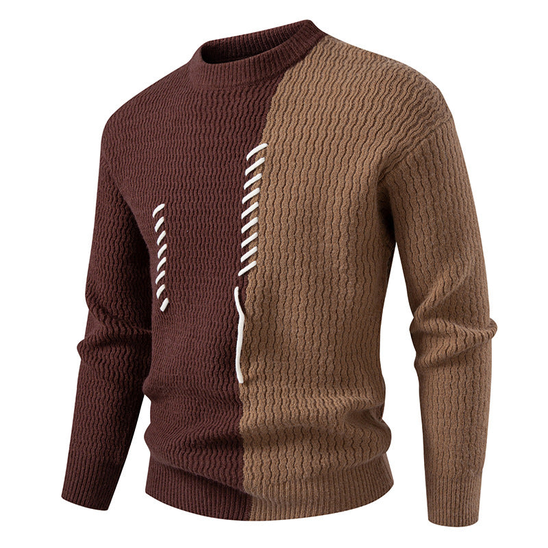 Herren Grobstrickpullover mit asymmetrischem Muster und dekorativem Detail Stilzeits