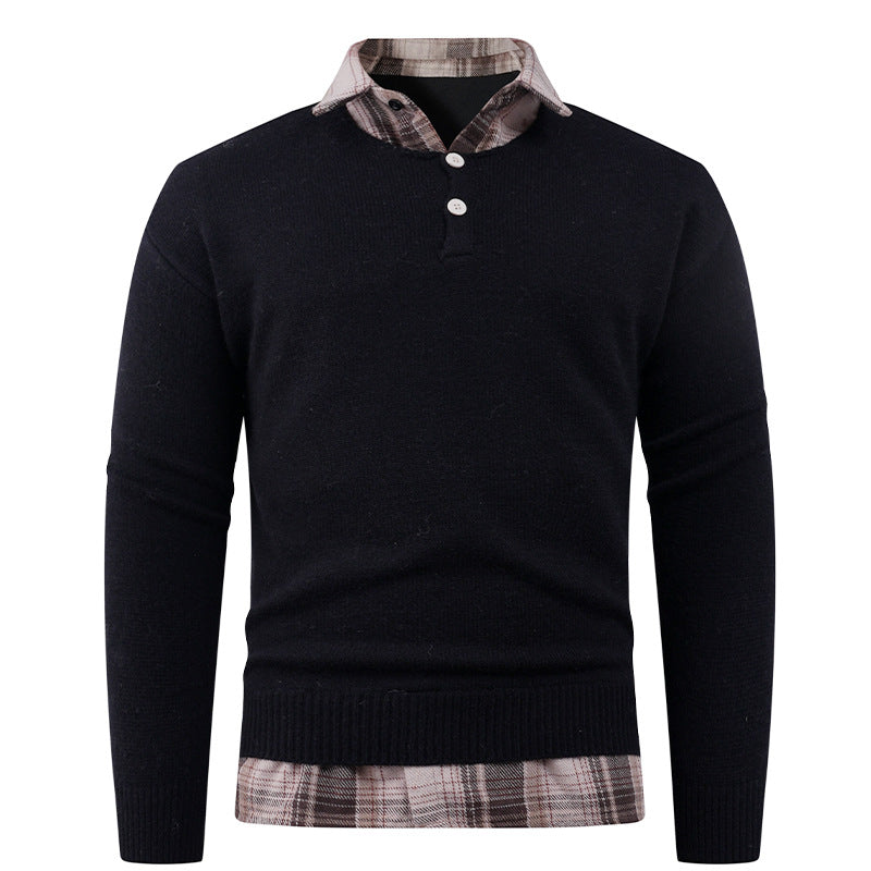 Herren Pullover mit integriertem Hemdkragen und Knopfdetails Stilzeits