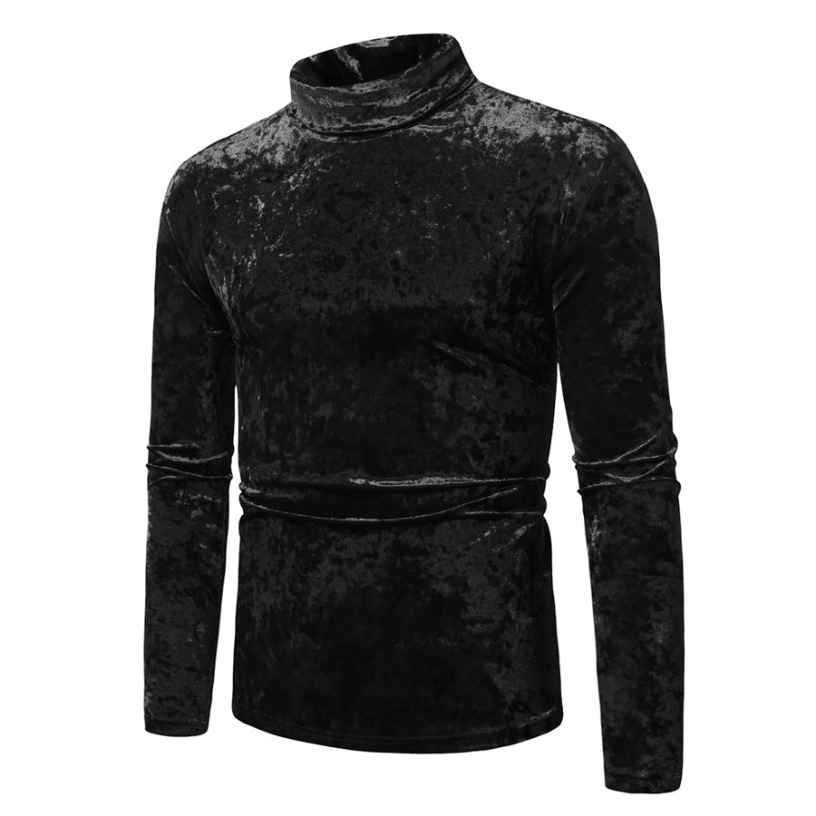 Herren Eleganter Rollkragenpullover aus weichem Samtstoff Stilzeits
