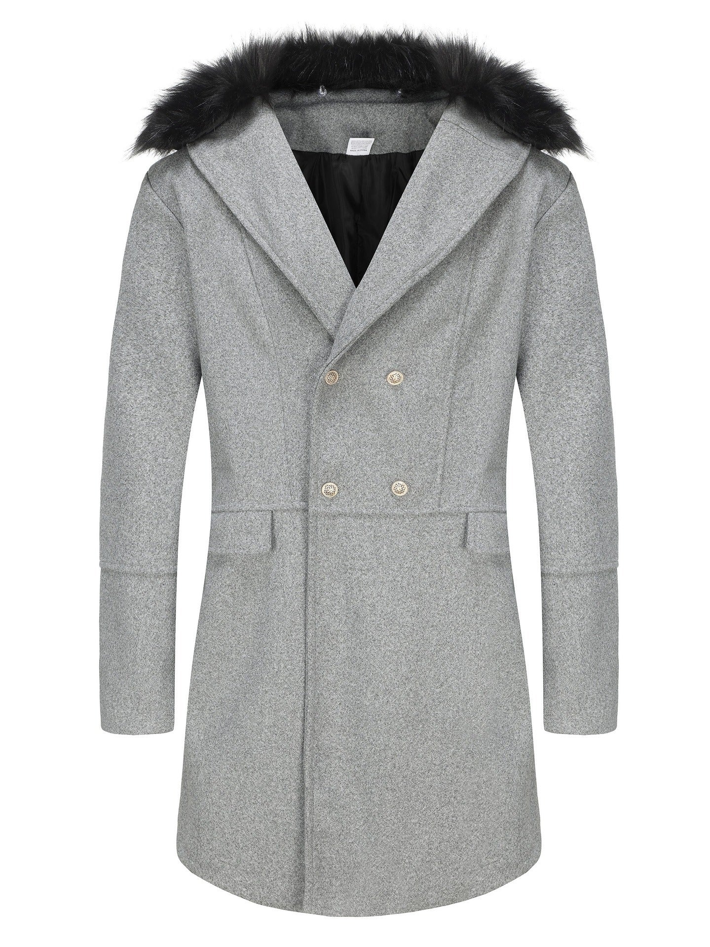 Herren eleganter Langmantel mit luxuriösem Fellkragen Stilzeits