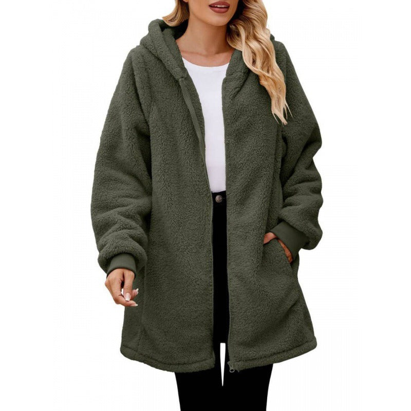 Damen Kuschelige Fleecejacke mit Kapuze Stilzeits