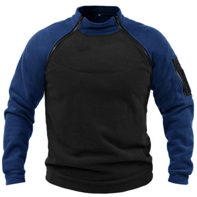 Herren Fleece-Pullover mit hohem Kragen und funktionalen Taschen Stilzeits