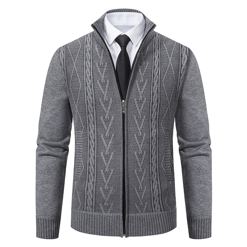 Herren Strickjacke mit modernem Zipper und eleganter Zopfstruktur Stilzeits