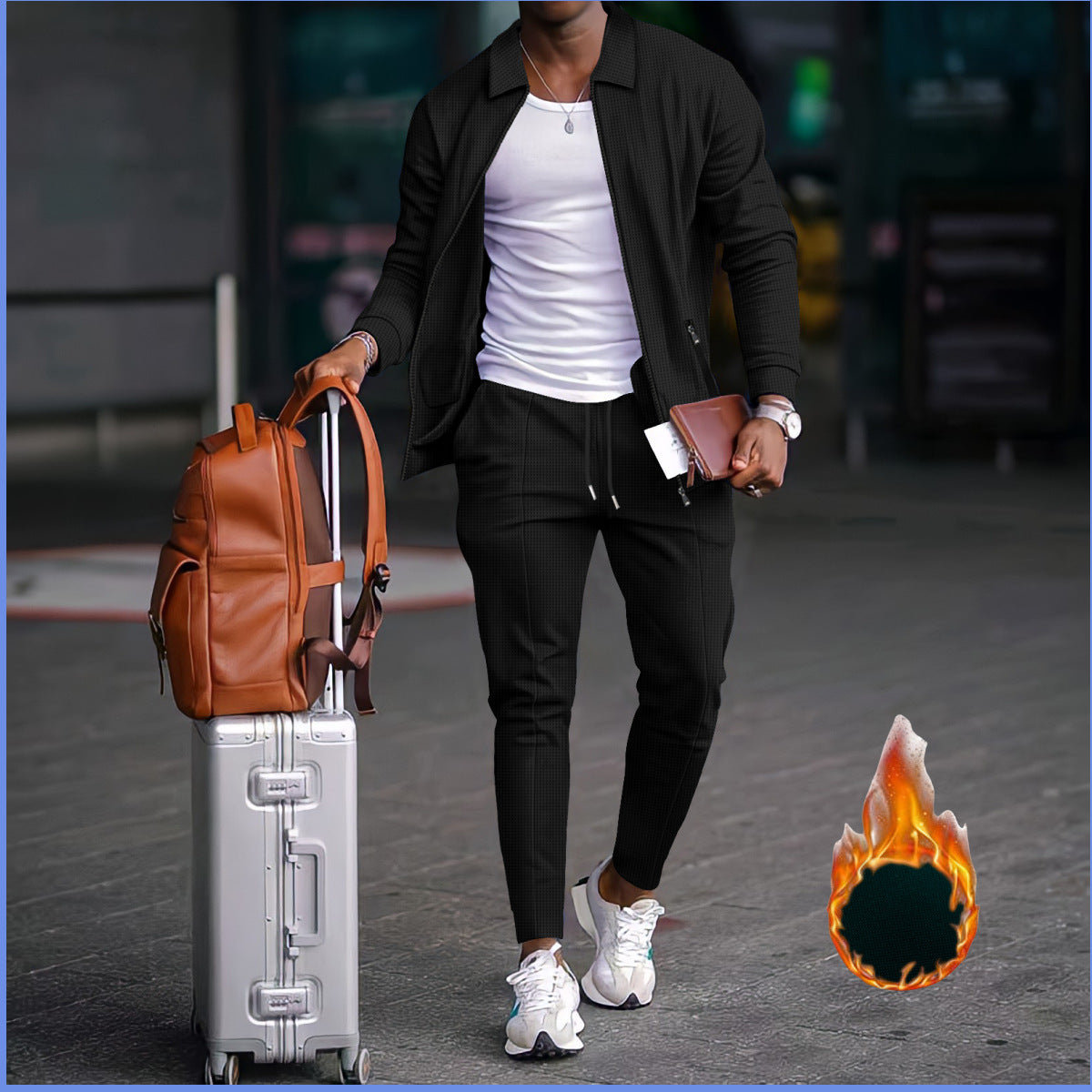 Herren sportliches Freizeitanzug mit strukturiertem Design und elastischem Bund Stilzeits