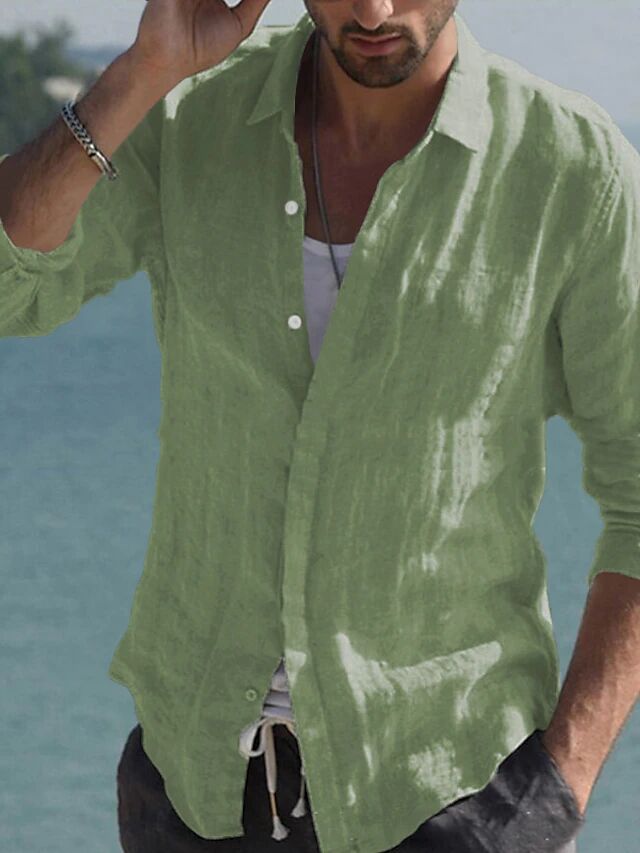 Herren lässige Leinenhemd Stilzeits