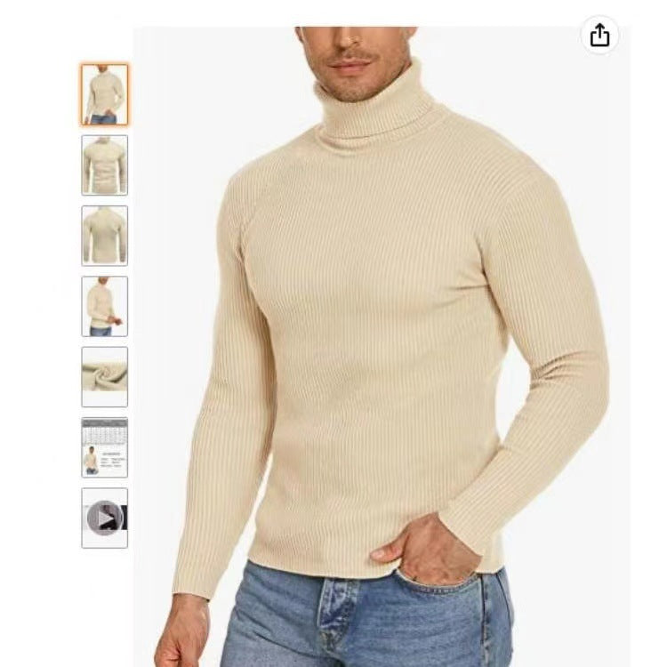 Herren Stehkragen Pullover aus ribbeltem Strick Stilzeits